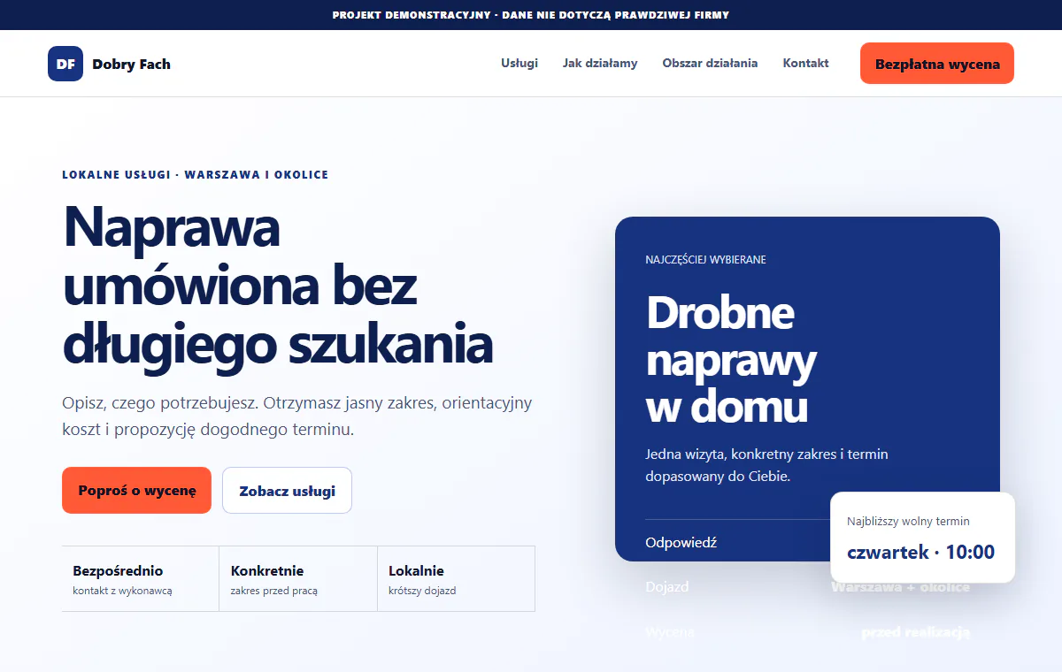 Ta sama przykładowa strona po odświeżeniu